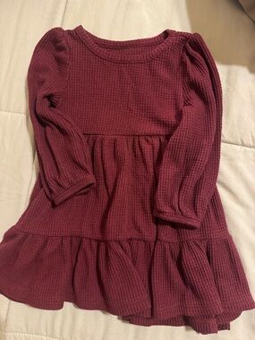 Cat & Jack Burgundy Waffle Knit Long-Sleeve Dress